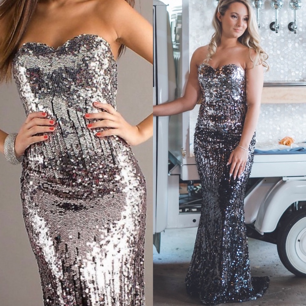 Night Moves Ombre Sequin Sweetheart Neckline Strapleas Mermaid Maxi Gown